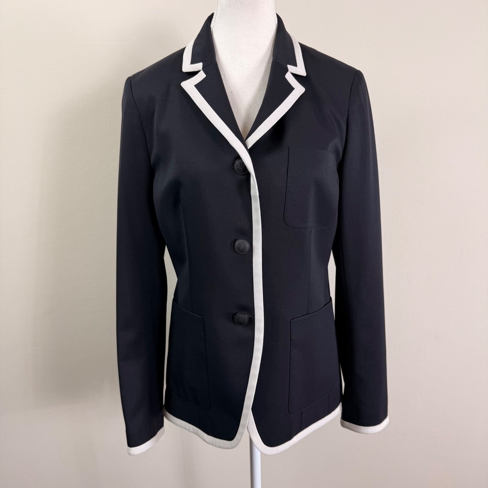 Rag & Bone Redgrave Piped Navy Blue White Contrast Tailored Button Blazer Size 8